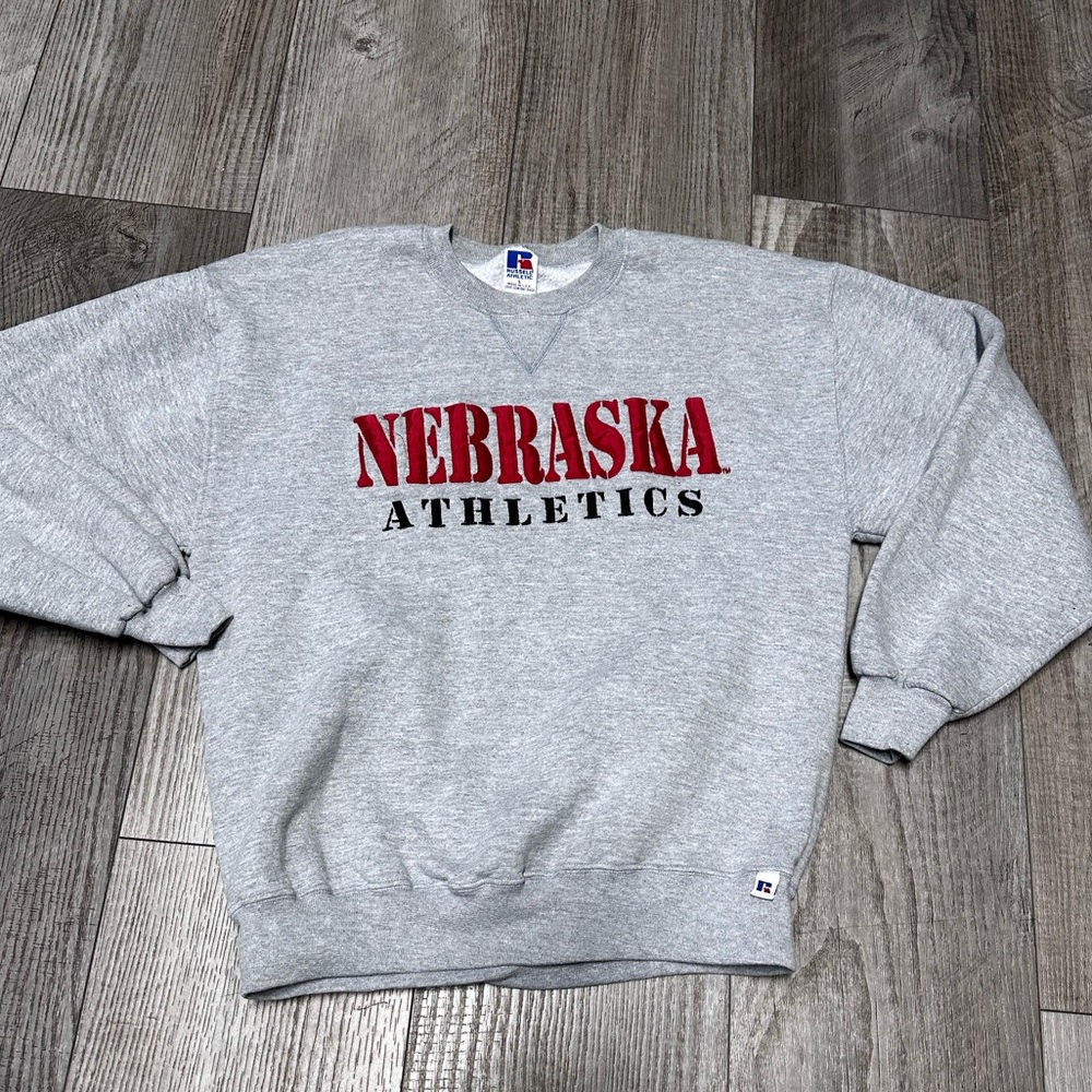 Vintage University of Nebraska Athletics crew sweatshirt Russel USA made L
